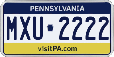 PA license plate MXU2222