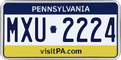 PA license plate MXU2224