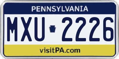 PA license plate MXU2226