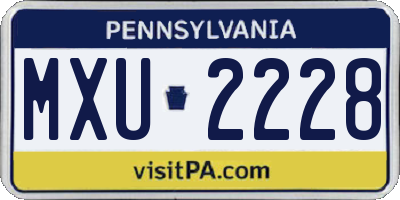 PA license plate MXU2228