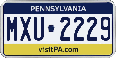 PA license plate MXU2229