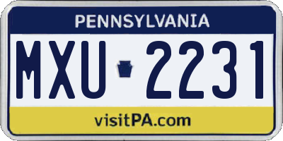 PA license plate MXU2231