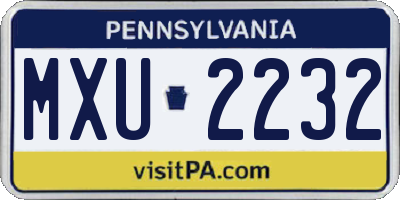 PA license plate MXU2232