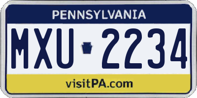PA license plate MXU2234
