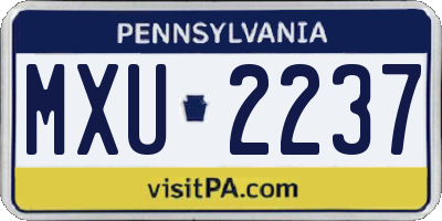 PA license plate MXU2237