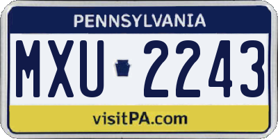PA license plate MXU2243