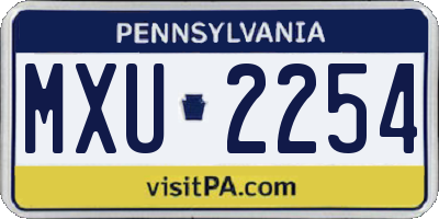 PA license plate MXU2254