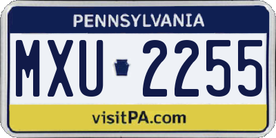 PA license plate MXU2255
