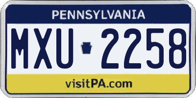 PA license plate MXU2258
