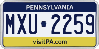 PA license plate MXU2259