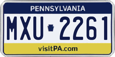PA license plate MXU2261