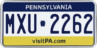 PA license plate MXU2262