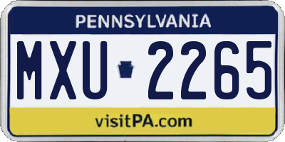 PA license plate MXU2265