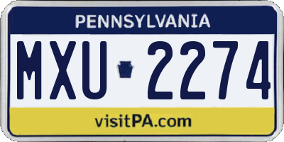PA license plate MXU2274