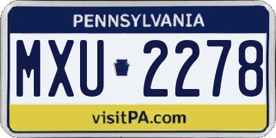 PA license plate MXU2278