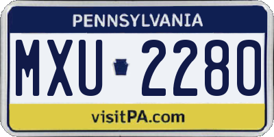 PA license plate MXU2280