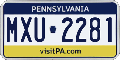 PA license plate MXU2281