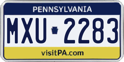 PA license plate MXU2283