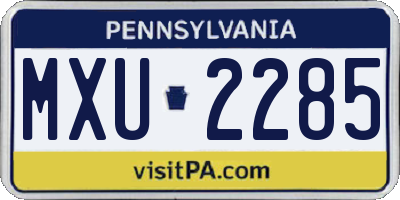 PA license plate MXU2285