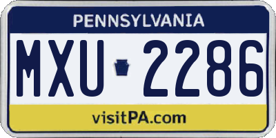 PA license plate MXU2286