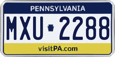 PA license plate MXU2288