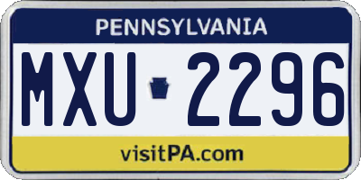 PA license plate MXU2296