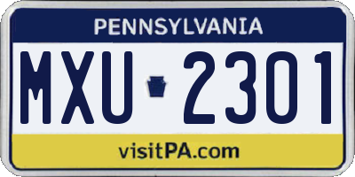 PA license plate MXU2301
