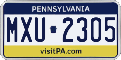 PA license plate MXU2305