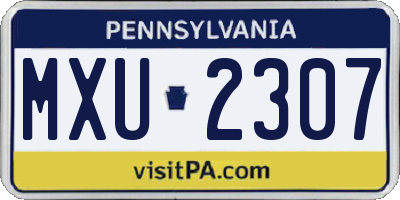 PA license plate MXU2307
