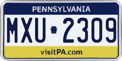 PA license plate MXU2309