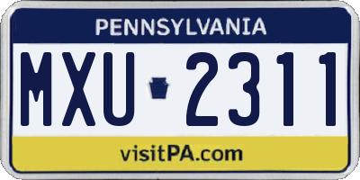 PA license plate MXU2311
