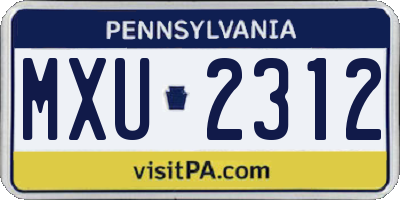PA license plate MXU2312