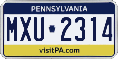 PA license plate MXU2314