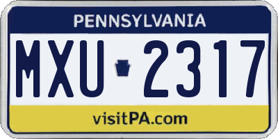 PA license plate MXU2317