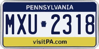 PA license plate MXU2318