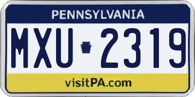 PA license plate MXU2319