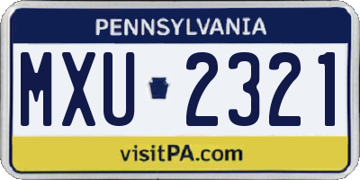 PA license plate MXU2321