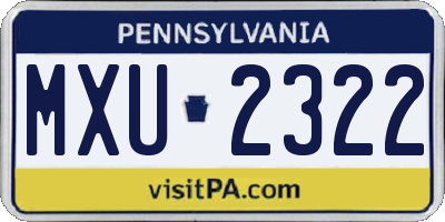 PA license plate MXU2322