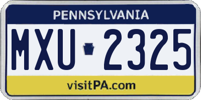 PA license plate MXU2325