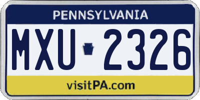 PA license plate MXU2326