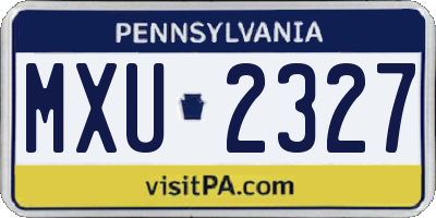PA license plate MXU2327