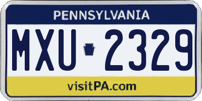 PA license plate MXU2329
