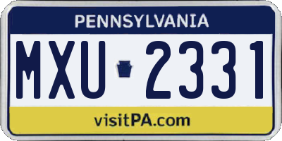 PA license plate MXU2331