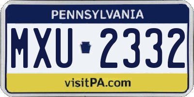 PA license plate MXU2332