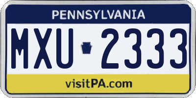 PA license plate MXU2333