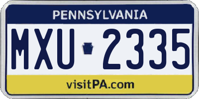 PA license plate MXU2335