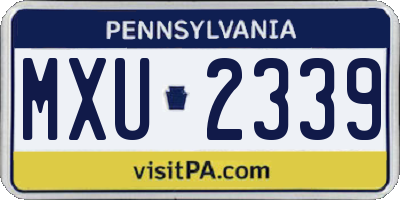 PA license plate MXU2339