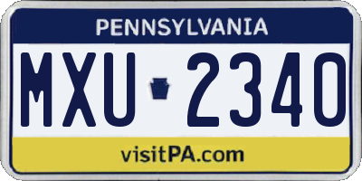 PA license plate MXU2340