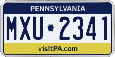 PA license plate MXU2341