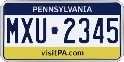 PA license plate MXU2345